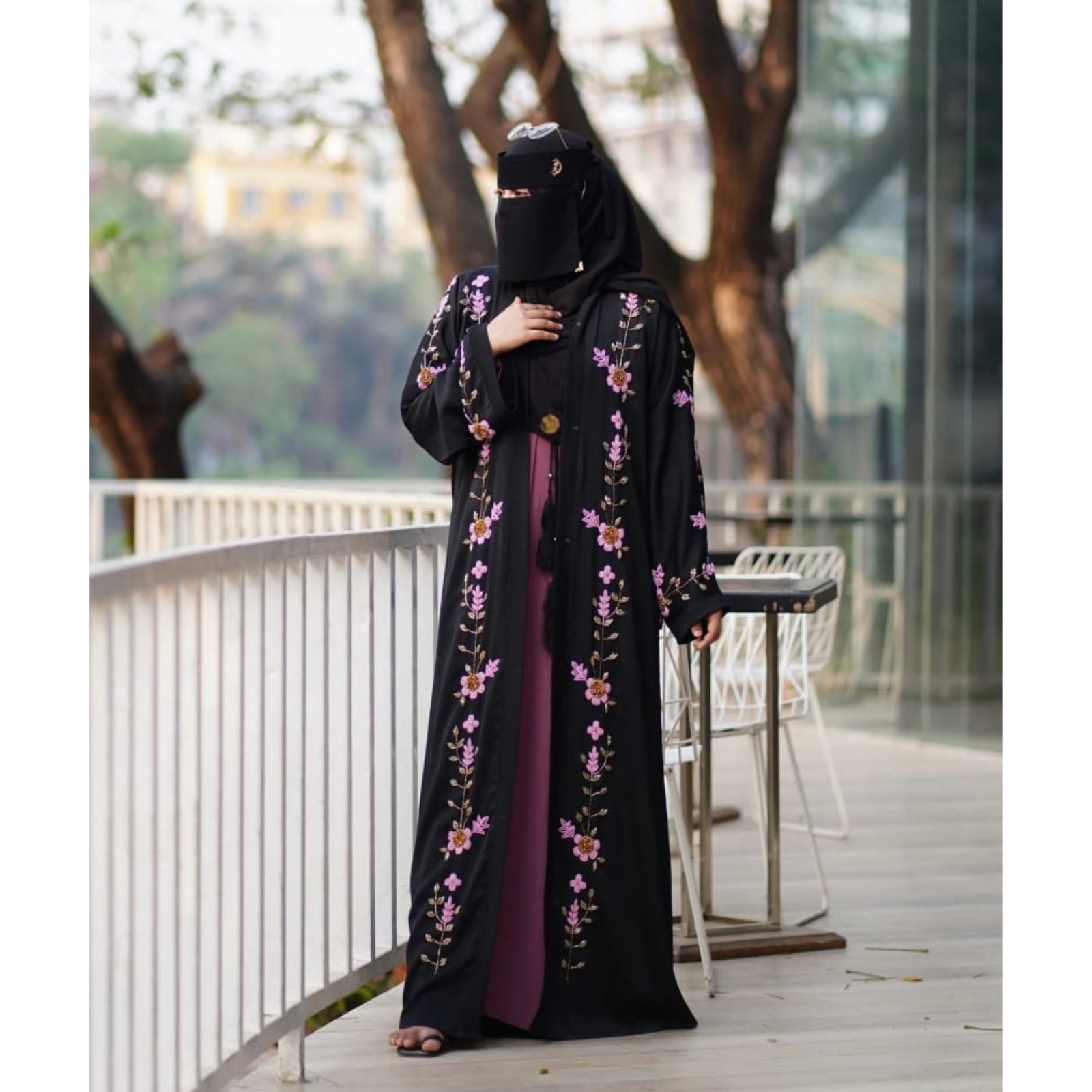 Muslima Dubai Embroidered Burqa Set – Full 5-Piece Premium Collection