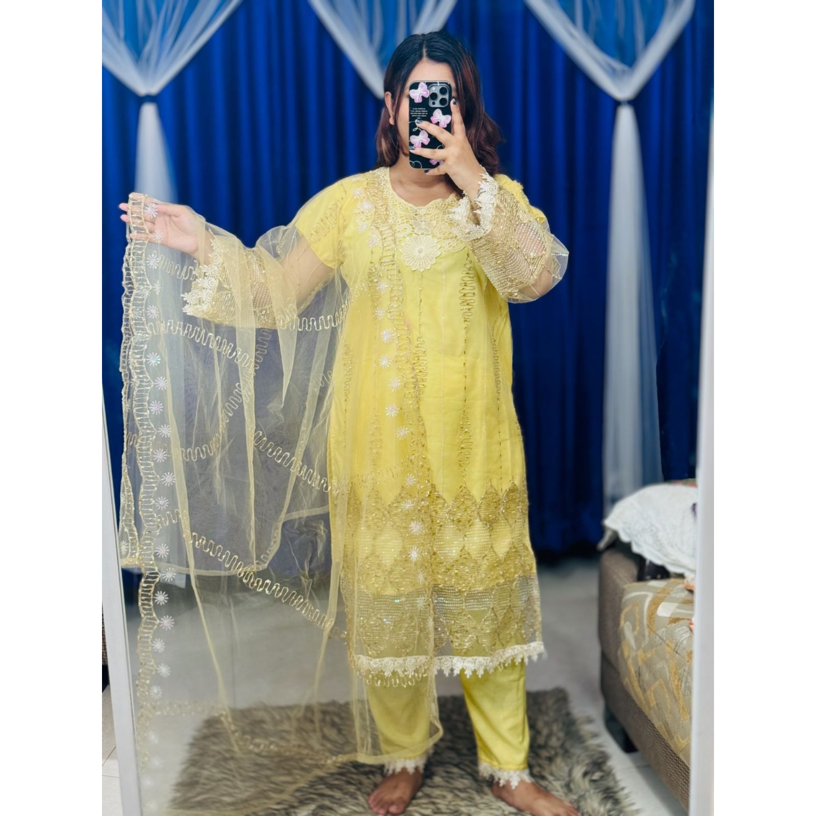 Pakistani Soft Net Sequence Three Piece.